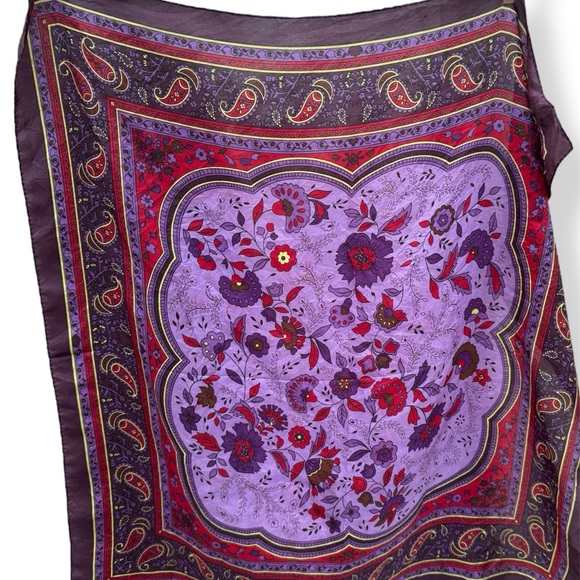 Purple Paisley Silk Handkerchief/ Square - Picture 2 of 4